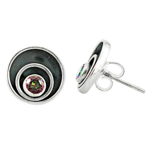 BEAUTIFUL NATURAL MYSTIC TOPAZ STUD EARRINGS IN SOLID STERLING SILVER!!!
