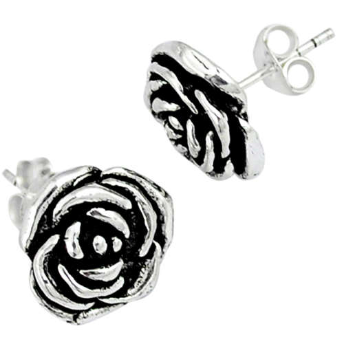BEAUTIFUL SOLID STERLING SILVER INDONESIAN BALI STYLE FLOWER EARRINGS!!!