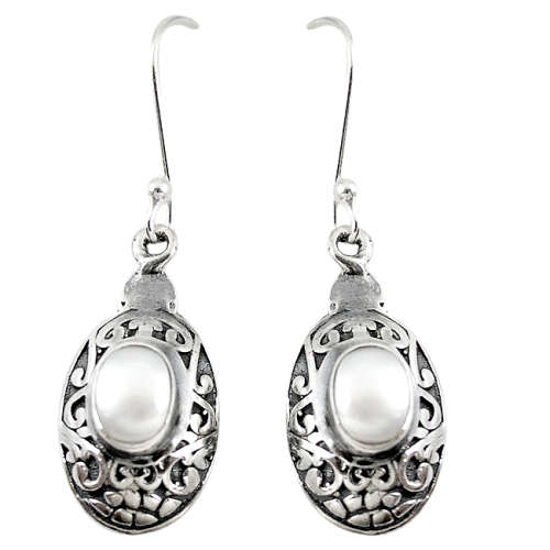 BEAUTIFUL NATURAL PEARL DANGLING EARRINGS IN SOLID STERLING SILVER!!!