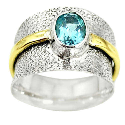 SPARKLING NATURAL TOPAZ IN SOLID STERLING SILVER RING!!!