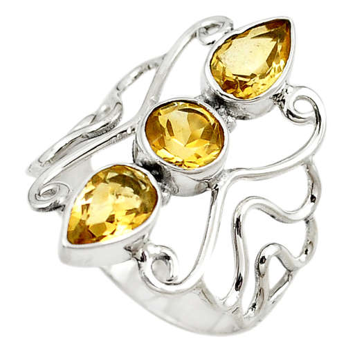 SPARKLING NATURAL CITRINE IN SOLID STERLING SILVER RING!!!