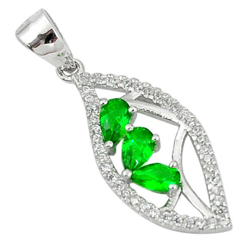 BEAUTIFUL NATURAL EMERALD QUARTZ AND TOPAZ PENDANT IN SOLID STERLING SILVER!!!