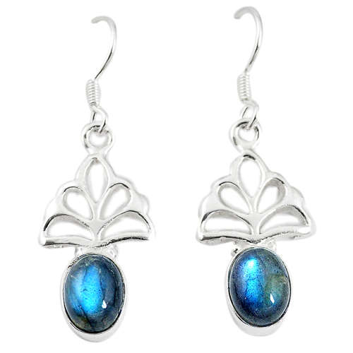 BEAUTIFUL NATURAL LABRADORITE DANGLING EARRINGS IN SOLID STERLING SILVER!!!