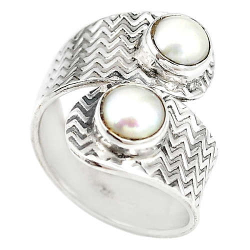 SPARKLING NATURAL PEARL IN SOLID STERLING SILVER RING!!!