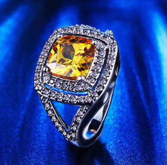 STUNNING TOPAZ 18K WHITE GOLD FILLED HALO DESIGN DRESS RING