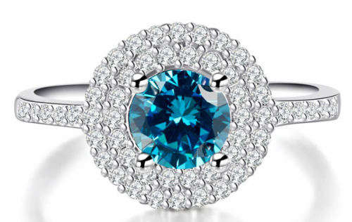 STUNNING AQUAMARINE 18K WHITE GOLD FILLED DRESS RING