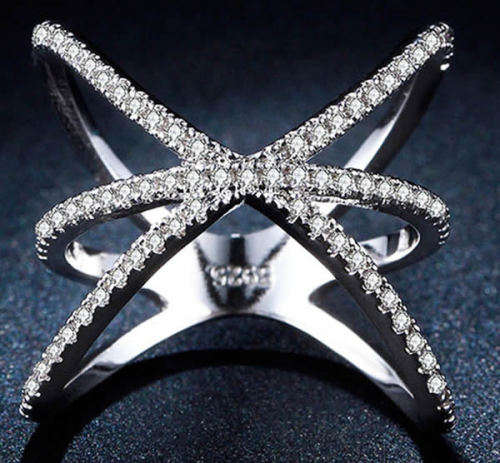 STUNNING SAPPHIRE18K WHITE GOLD FILLED DRESS RING