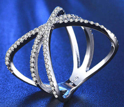 STUNNING SAPPHIRE18K WHITE GOLD FILLED DRESS RING