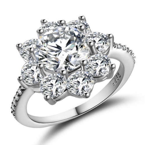 STUNNING SAPPHIRE 18K WHITE GOLD FILLED DRESS RING