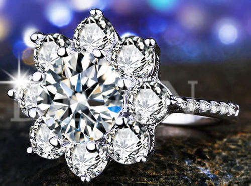 STUNNING SAPPHIRE 18K WHITE GOLD FILLED DRESS RING