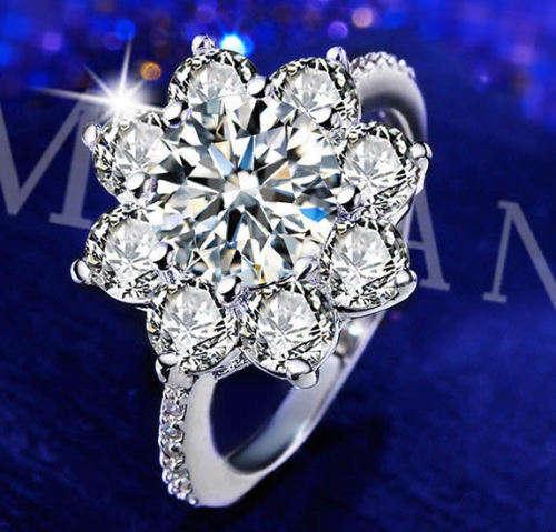 STUNNING SAPPHIRE 18K WHITE GOLD FILLED DRESS RING