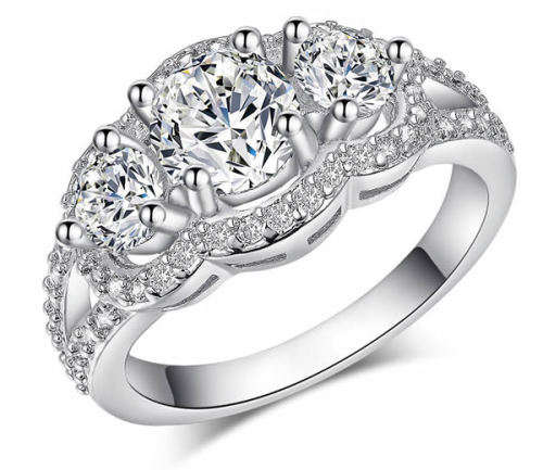 STUNNING SAPPHIRE 18K WHITE GOLD FILLED DRESS RING