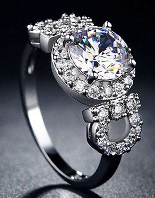 STUNNING SAPPHIRE 18K WHITE GOLD FILLED DRESS RING