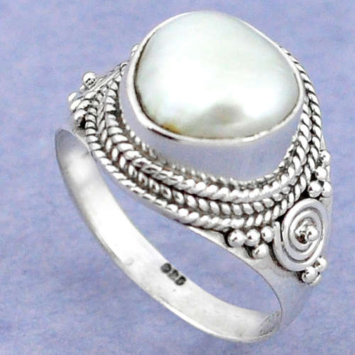 SPARKLING NATURAL BIWA PEARL IN SOLID STERLING SILVER RING!!!