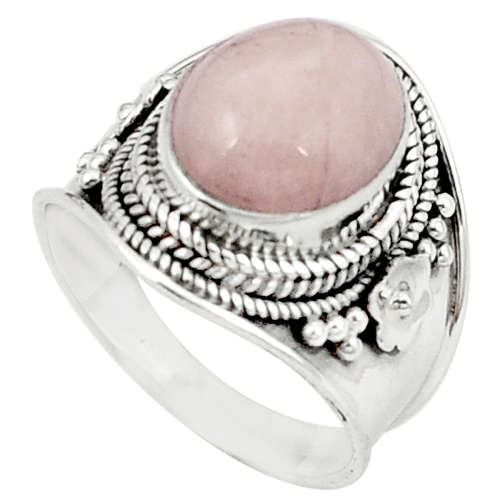 SPARKLING NATURAL PINK MORGANITE IN SOLID STERLING SILVER RING!!!