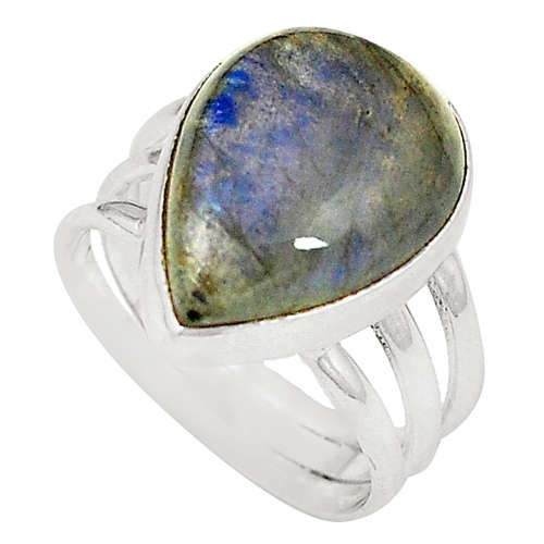 GORGEOUS NATURAL LABRADORITE IN SOLID STERLING SILVER RING!!!
