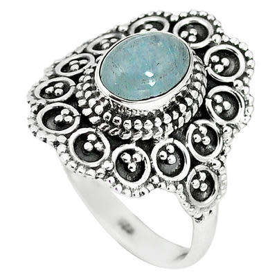 GORGEOUS NATURAL AQUAMARINE IN SOLID STERLING SILVER RING!!!