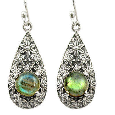 BEAUTIFUL NATURAL LABRADORITE DANGLING EARRINGS IN SOLID STERLING SILVER!!!