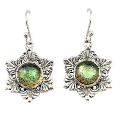 BEAUTIFUL NATURAL LABRADORITE DANGLING EARRINGS IN SOLID STERLING SILVER!!!