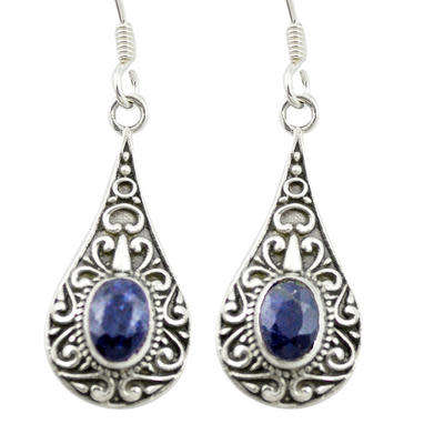 BEAUTIFUL NATURAL BLUE LABRADORITE DANGLING EARRINGS IN SOLID STERLING SILVER!!!