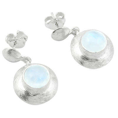 BEAUTIFUL NATURAL RAINBOW MOONSTONE DANGLING EARRINGS IN SOLID STERLING SILVER!!!