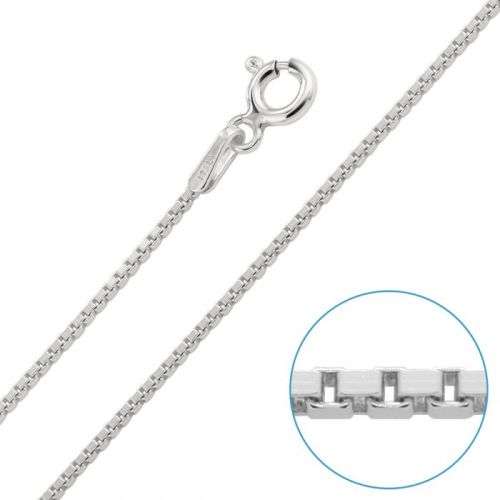 FINE SOLID .925 STERLING SILVER BOX LINK CHAIN - 45cm