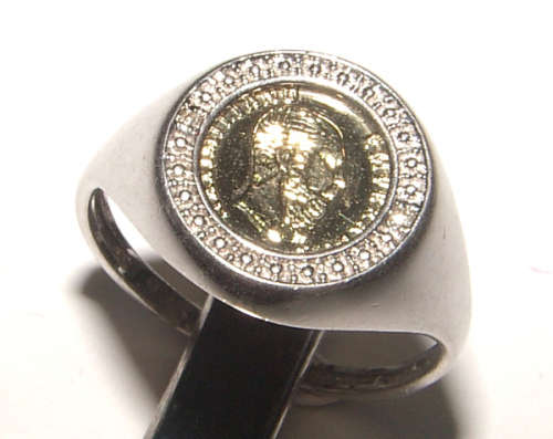 MEXICAN FANTASY COIN SET IN SOLID STERLING SILVER. COIN RING