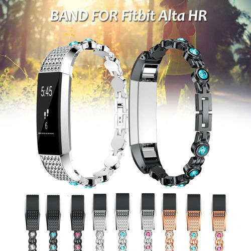 Silver Bling Replacement Band with Rhinestones for Fitbit Alta or Alta HR