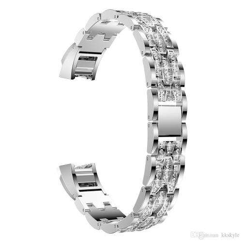SILVER BLING REPLACEMENT BAND WITH RHINESTONES FOR FITBIT ALTA OR ALTA HR