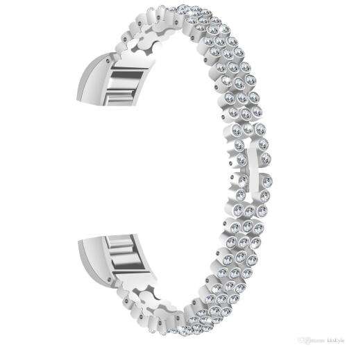 SILVER BLING REPLACEMENT BAND WITH RHINESTONES FOR FITBIT ALTA OR ALTA HR
