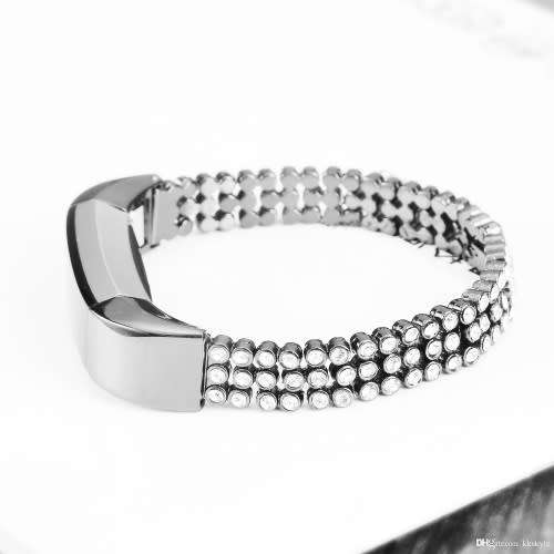 SILVER BLING REPLACEMENT BAND WITH RHINESTONES FOR FITBIT ALTA OR ALTA HR