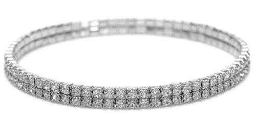 GORGEOUS RHINESTONE ENCRUSTED 2 ROW BANGLE
