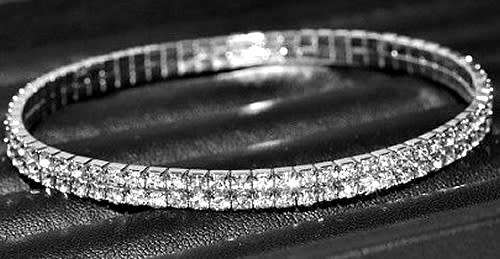 GORGEOUS RHINESTONE ENCRUSTED 2 ROW BANGLE