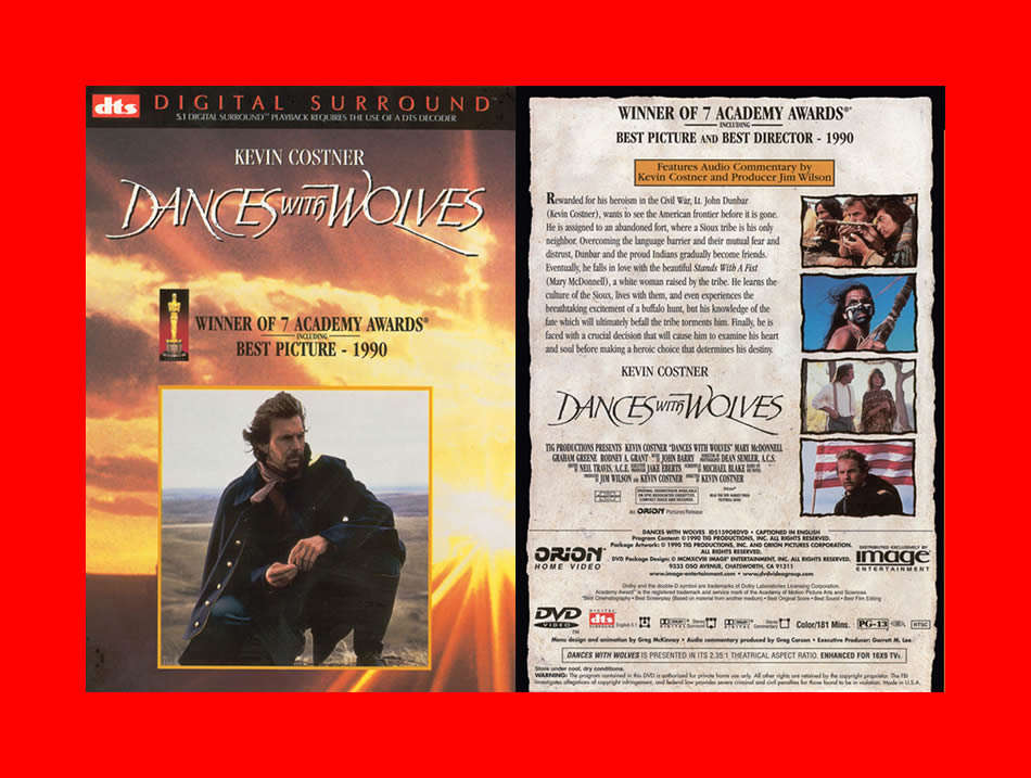 DTS 2 DISC DVD  - DANCES WITH WOLVES -  REGION 1 EDITION (NEW)