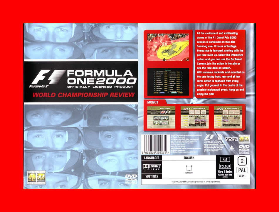 HUGE DVD SALE!  - Formula One 2000: World Championship Review - REGION 2 EDITION