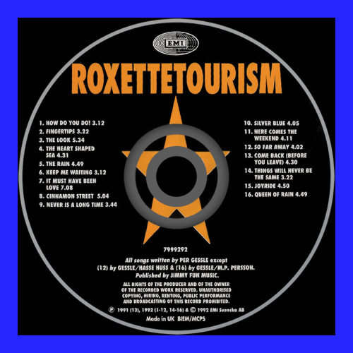 MUSIC CD  - ROXETTE - TOURISM  (DISC ONLY - IN A CLEAR NEW CD CASE))