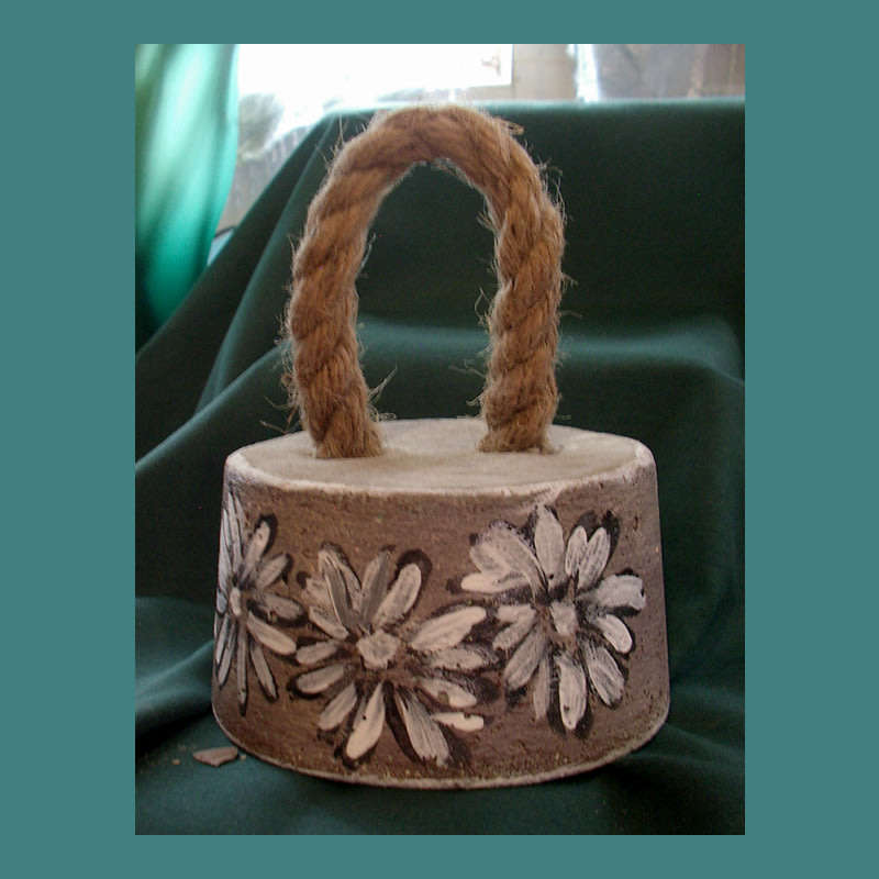 HAND CRAFTED CEMENT DOOR STOP WITH ROPE HANDLE