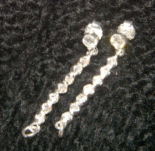 Gorgeous .925 Sterling Silver Dangling Earrings with Cubic Zirconia