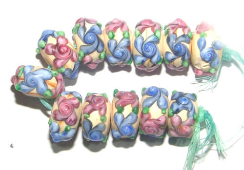 Strand of 12 Handmade Ceramic Beads