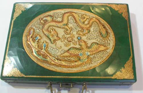 Chinese Mahjong Game Set - Traditional Mahjong with Antique Case and English Manual - SEALED