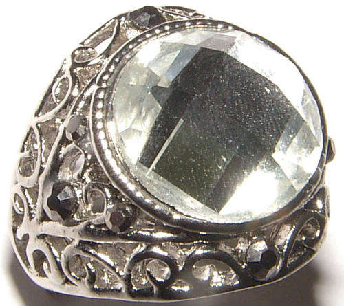 BEAUTIFUL LUCITE AND RHINESTONE ENCRUSTED DRESS RING - ***NEW STOCK***!