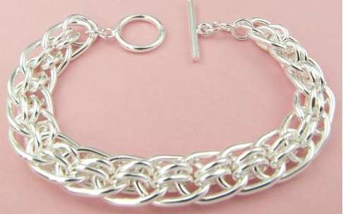 ***L@@@@K!!*** STUNNING STERLING SILVER TOGGLE BRACELET!!