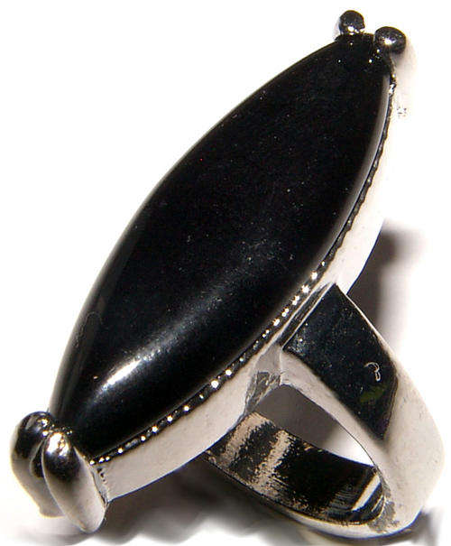 *** AU NATURAL!!*** NATURAL ONYX SILVER BLING RING - Big size!