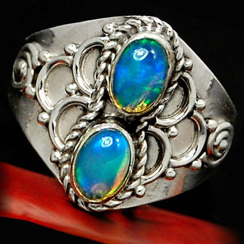 ***NATURAL GEMSTONES!!!*** RARE ETHIOPIAN OPAL IN SOLID STERLING SILVER RING!!!