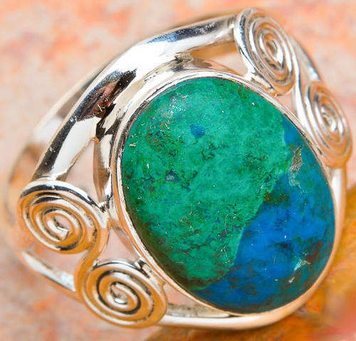 ***NATURAL GEMSTONES!!!***STUNNING NATURAL CHRYSOCOLLA IN STERLING SILVER RING!!!