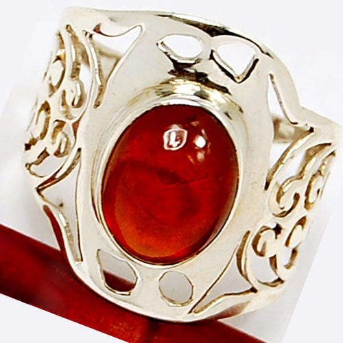 ***WOAW!!!***STUNNING NATURAL HESSONITE GARNET GEMSTONE IN SOLID STERLING SILVER RING!!!