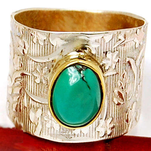 ***WOAW!!!***STUNNING NATURAL TURQUOISE GEMSTONE IN SOLID STERLING SILVER RING!!!