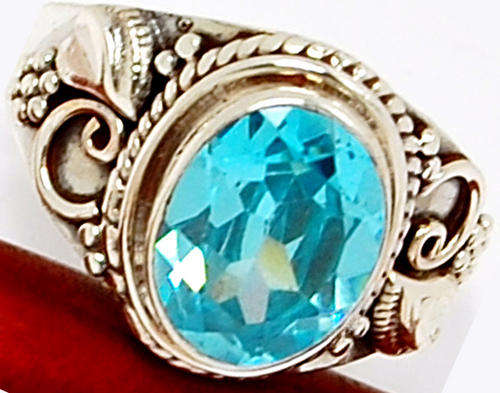 ***WOAW!!!*** SPARKLING NATURAL TOPAZ GEMSTONE IN SOLID STERLING SILVER RING!!!