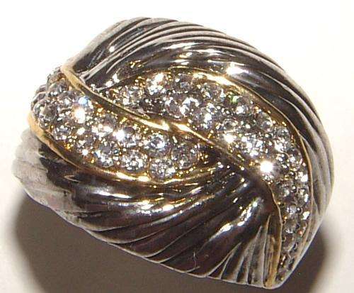 BEAUTIFUL RHINESTONE ENCRUSTED TWO-TONE DRESS RING - ***NEW***!