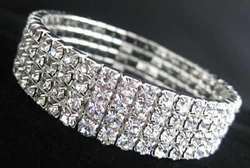 **PARTY - PERFECT!** 4 ROW DIAMANTE STRETCH BRACELET!